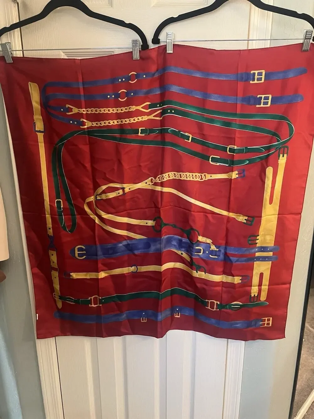 VTG Unbranded Equestrian Red Scarf Silk